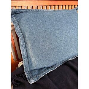 Ralph Lauren Vintage Denim Pillow Sham RL Lauren Buttons Standard Heavy Cotton